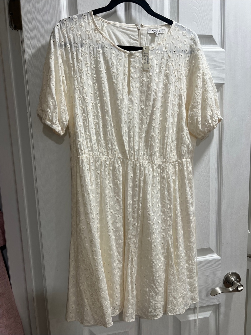 Madewell Ivory Eyelet Short-Sleeve Sundress